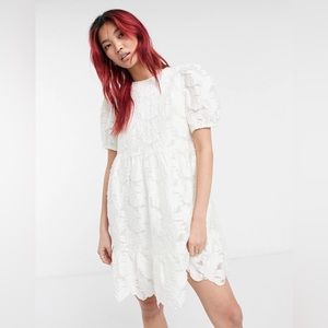 NWOT & Other Stories • jacquard fit and flare mini dress in white